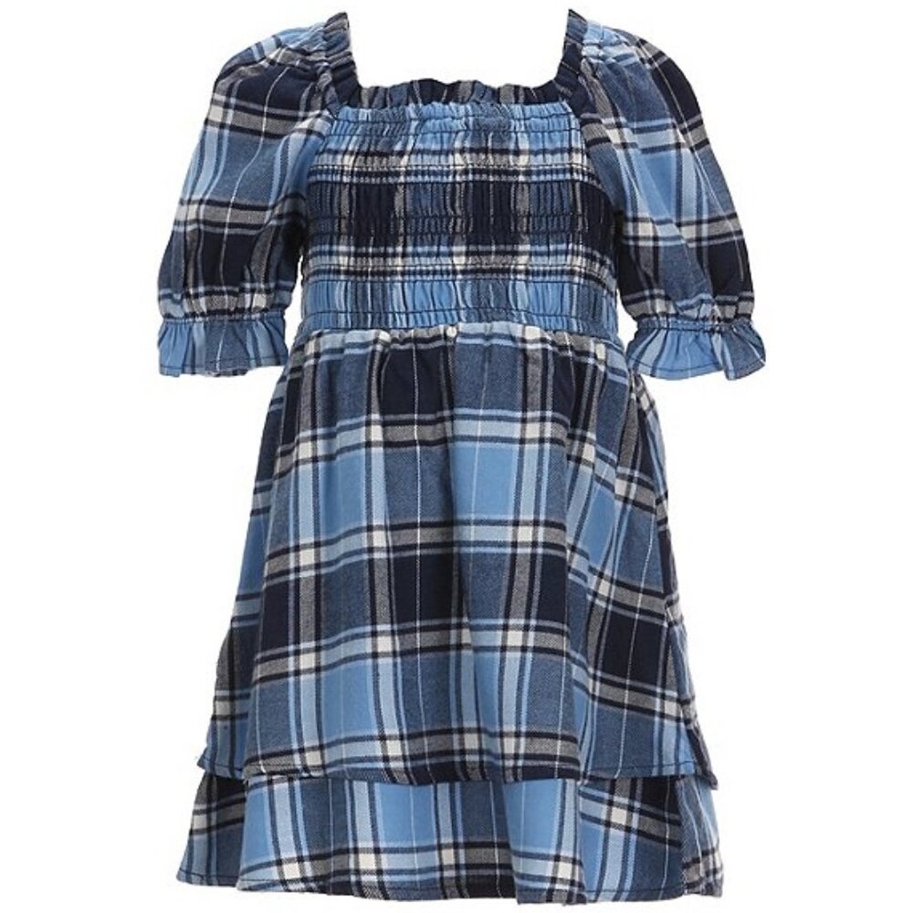 NWT - Copper Key Big Girls Plaid Dress in Blue Springtime Sz L (12-14)